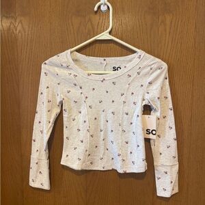 NWT SO Girls Floral Ribbed Long Sleeve Top - Size S (6/7)